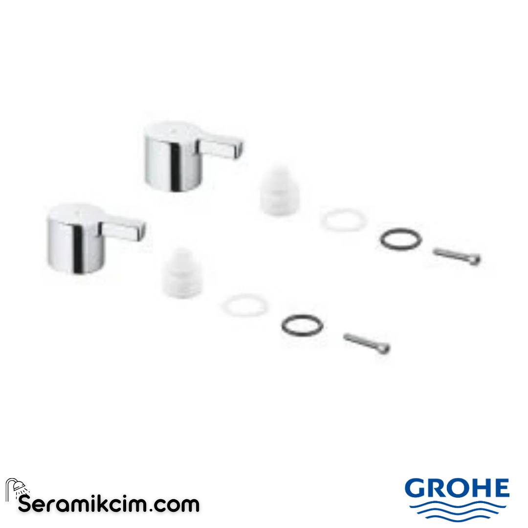 Grohe Lineare pair of hanDLes blue/red 48316000