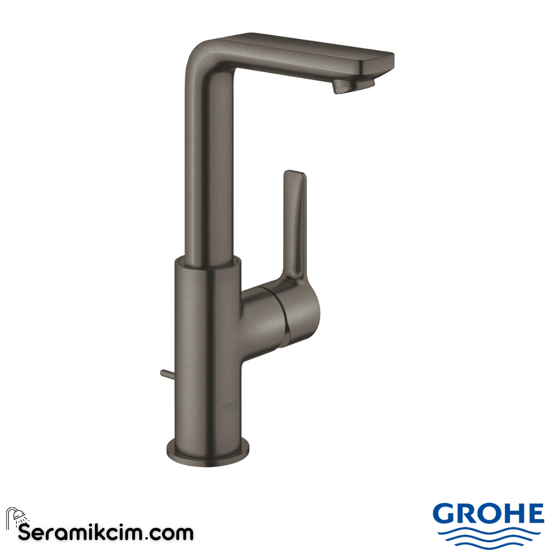 Grohe Lineare Yüksek Lavabo Bataryası, Sifon Kumandalı, Fırçalı Sert Grafit 23296AL1 - 23296AL1