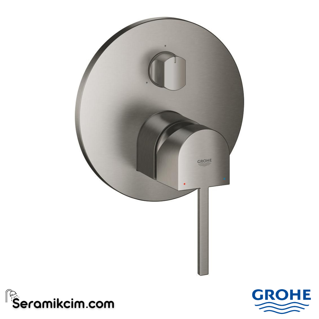 Grohe Plus Ankastre Banyo Bataryası (3 Yollu Sıva Üstü Grubu) Fırçalı Sert Grafit 24093AL3 - 24093AL3