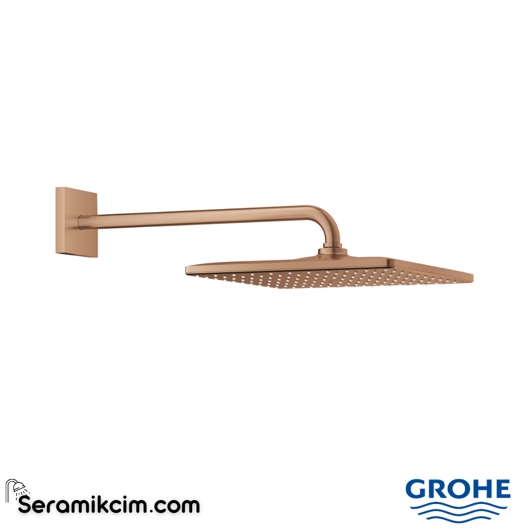 Grohe Rainshower Mono 310 Cube Tepe Duşu Seti, 31 cm, Tek Akışlı, Fırçalı Bakır 26564DL0