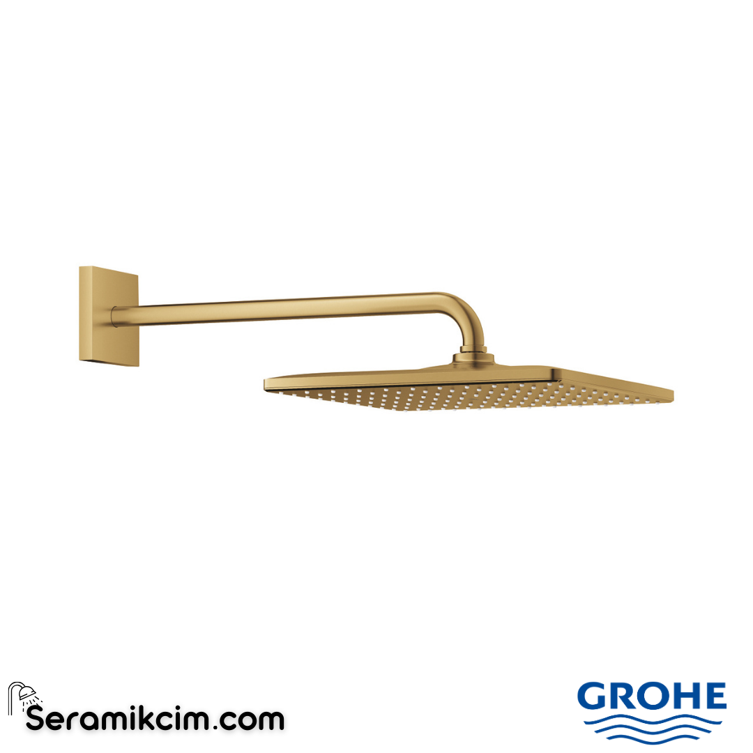 Grohe Rainshower Mono 310 Cube Tepe Duşu Seti, 31 cm, Tek Akışlı, Fırçalı Altın 26564GN0