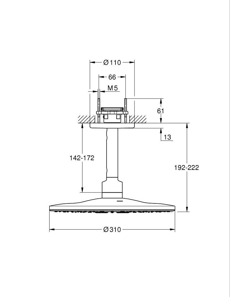 Grohe Rainshower SmartActive 310 Tepe Duşu Seti, 31 cm, Paslanmaz Çelik 26477DC0