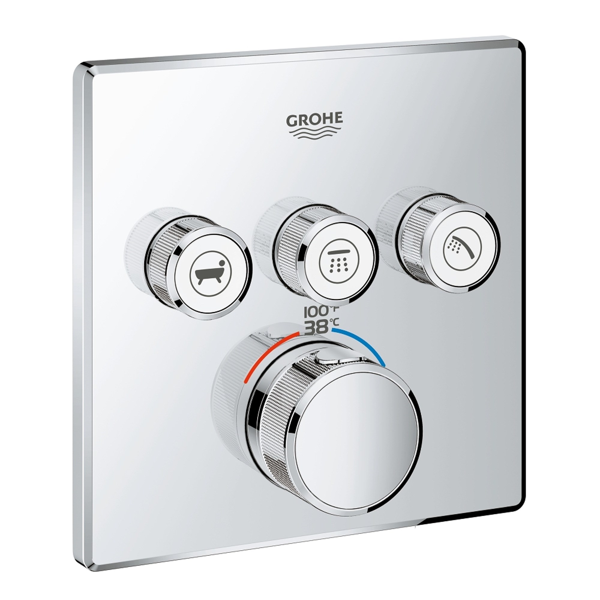Grohe SmartControl Akış Kontrollü Ankastre Termostatik Banyo Bataryası (3 Yollu Sıva Üstü Grubu) Krom 29142000