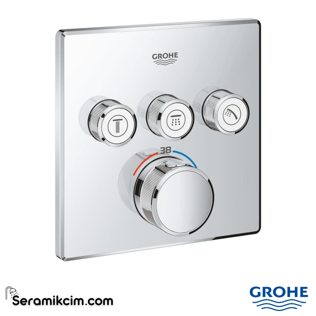Grohe SmartControl Akış Kontrollü Ankastre Termostatik Banyo Bataryası (3 Yollu Sıva Üstü Grubu) 29126000 - 29126000