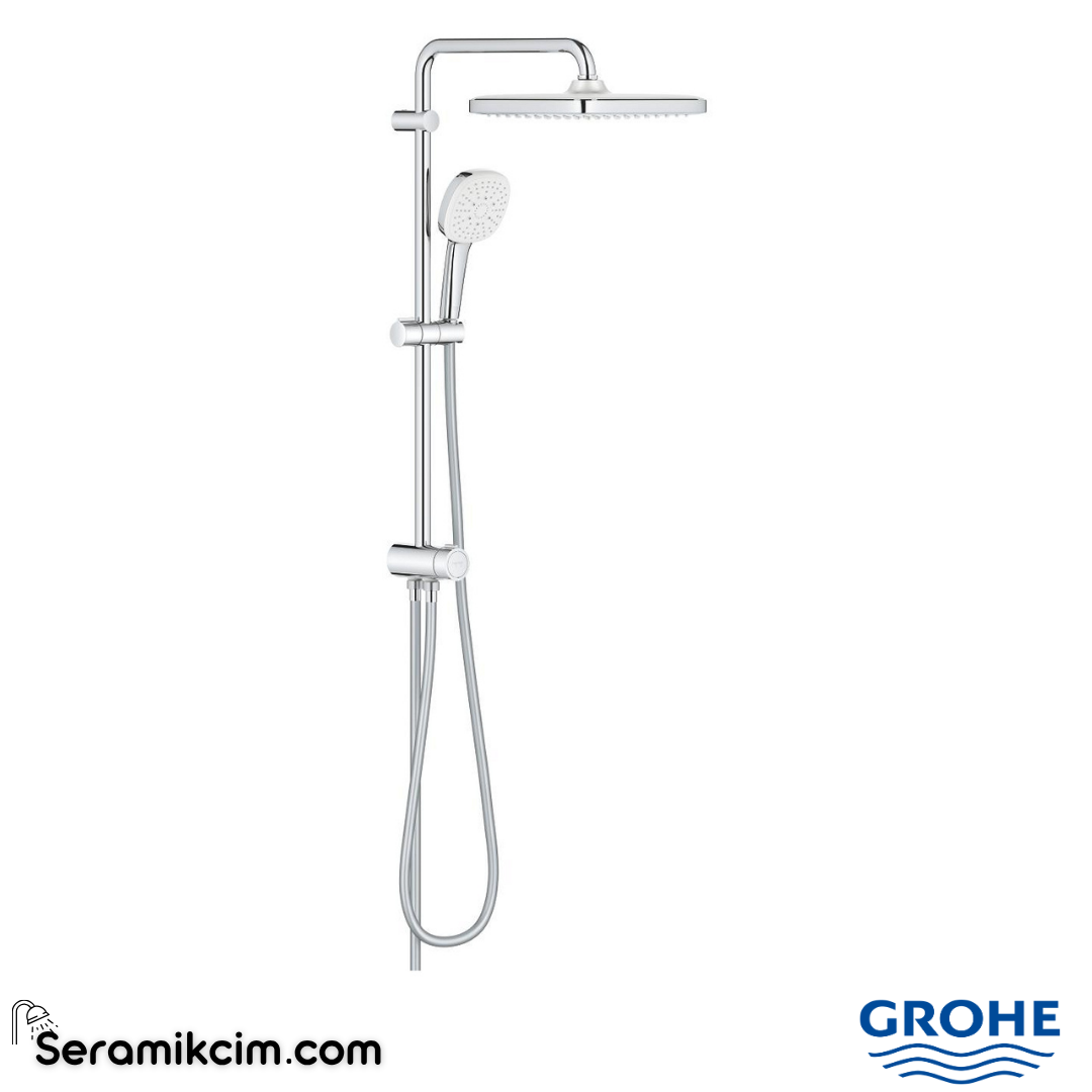 Grohe Tempesta System 250 Cube Kare Duş Başlıklı Duvara Monte Duş Sistemi Krom 26977001