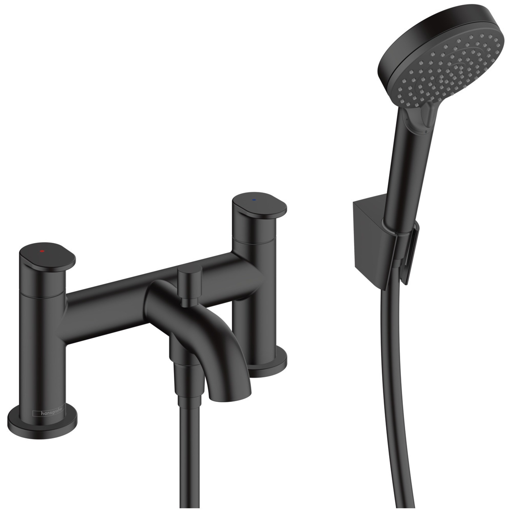 Hansgrohe 2-Hole Rim Mounted Bath Mixer With Diverter Valve And Vernis Blend Hand Shower Vario 71461670