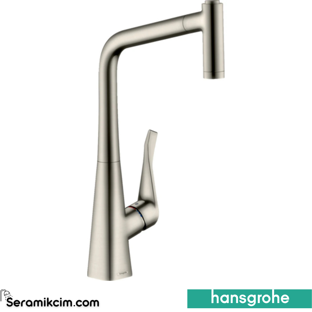 Hansgrohe 320 Eviye Bataryası Spiralli Paslanmaz Çelik 14820800