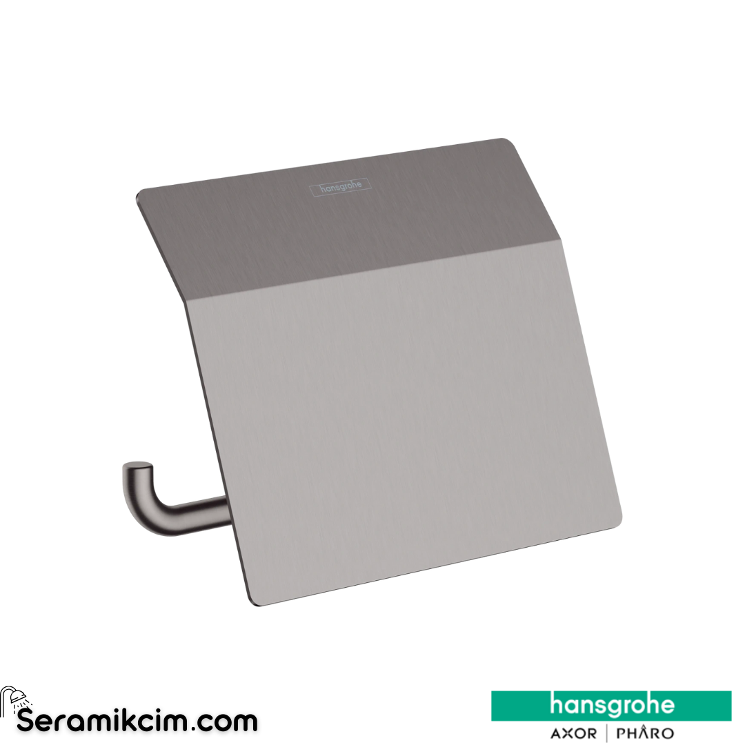 Hansgrohe Addstoris Tuvalet Kağıtlığı Kapaklı Mat Siyah Krom 41753340