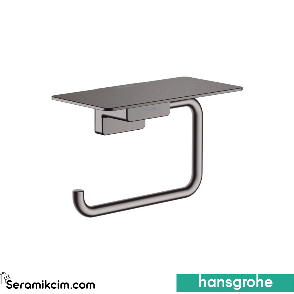 Hansgrohe Addstoris Tuvalet Kağıtlığı Raflı Mat Siyah Krom 41772340