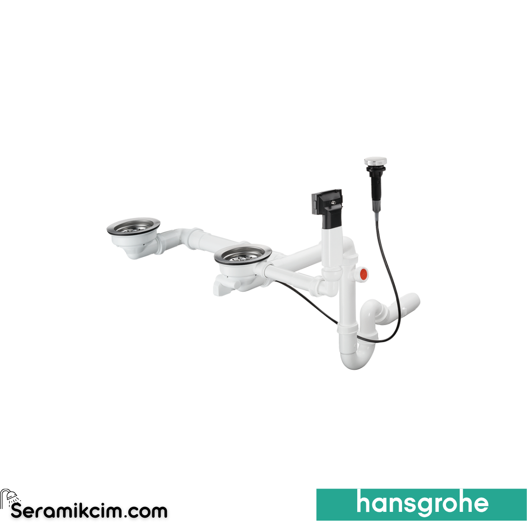 Hansgrohe D17-11 Çift Gözlü Granit Otomatik Gider ve Taşma Seti 43938000