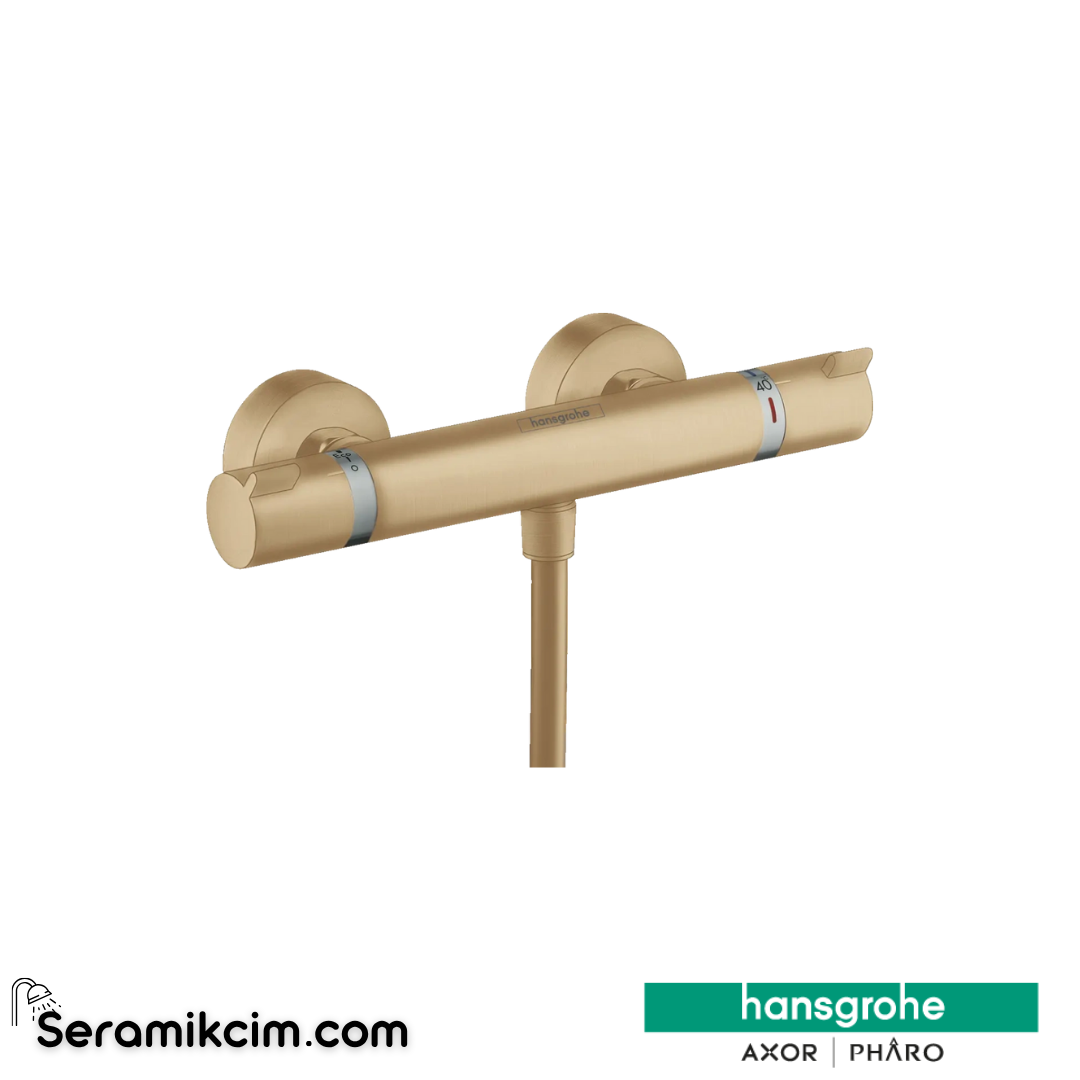 Hansgrohe Ecosmart 1000 Termostatik Duş Bataryası Aplike Mat Bronz 13116140