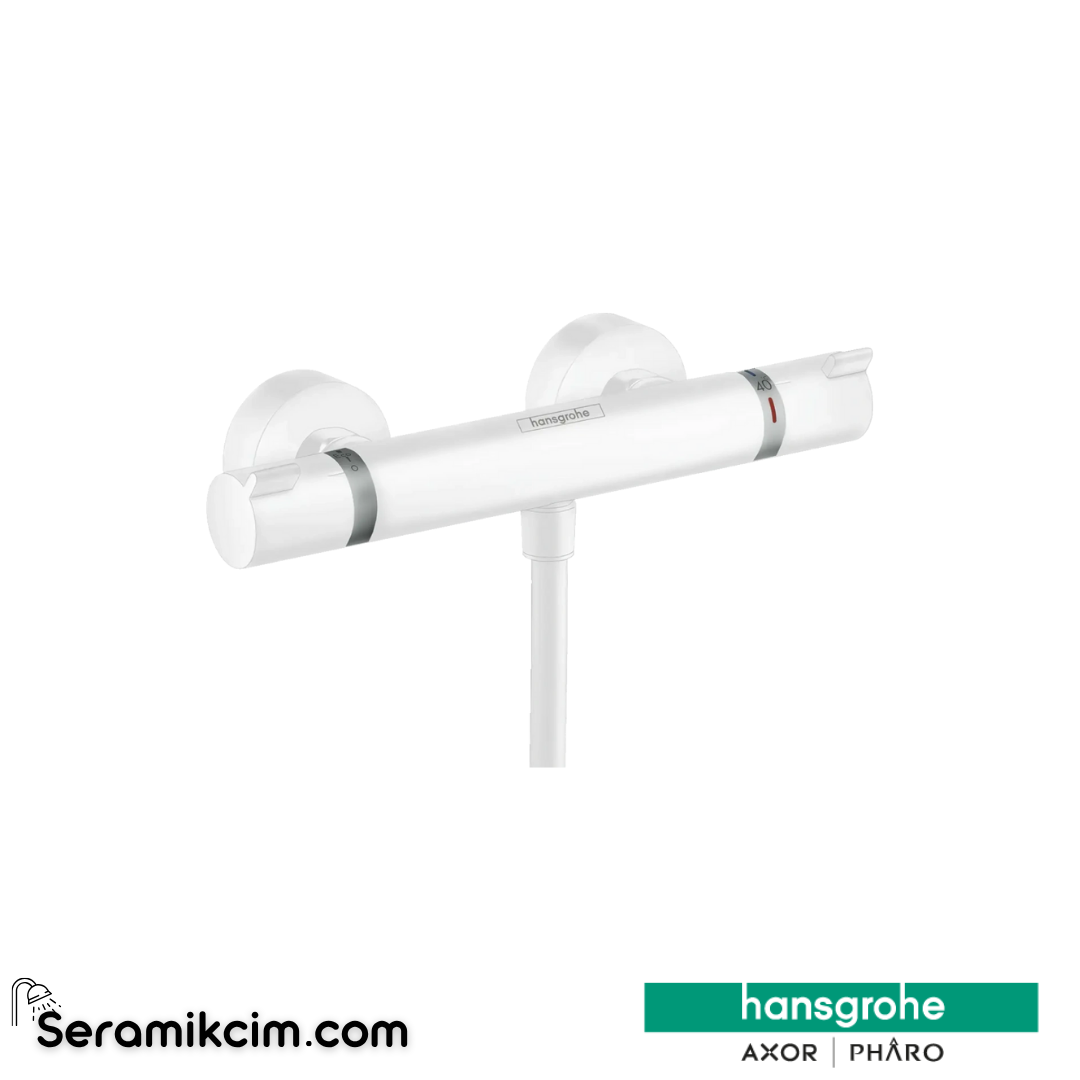Hansgrohe Ecosmart 1000 Termostatik Duş Bataryası Aplike Mat Beyaz 13116700