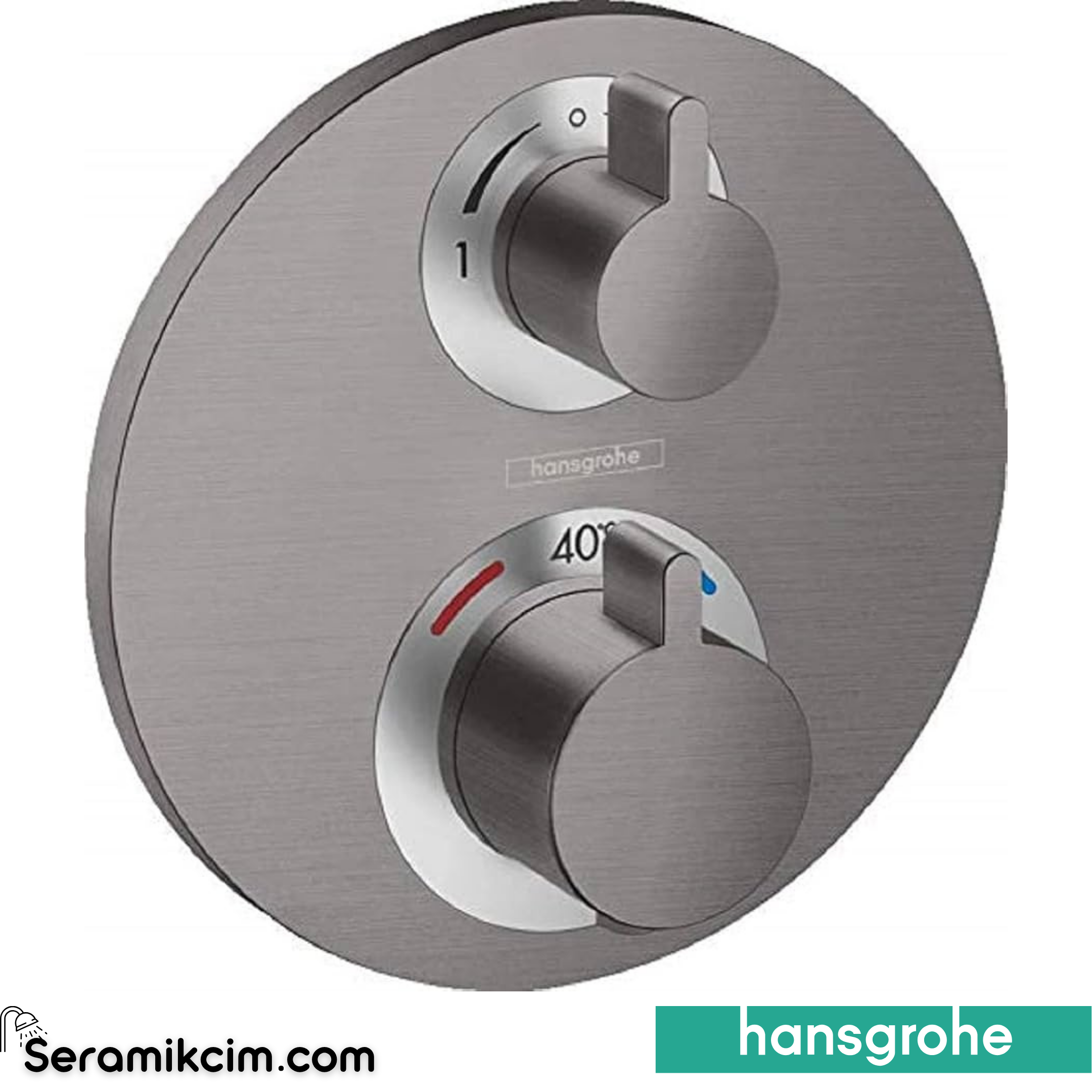 Hansgrohe Ecosmart S 2 Çıkış İçin Termostatik Banyo Bataryası Mat Siyah-Krom 15758340