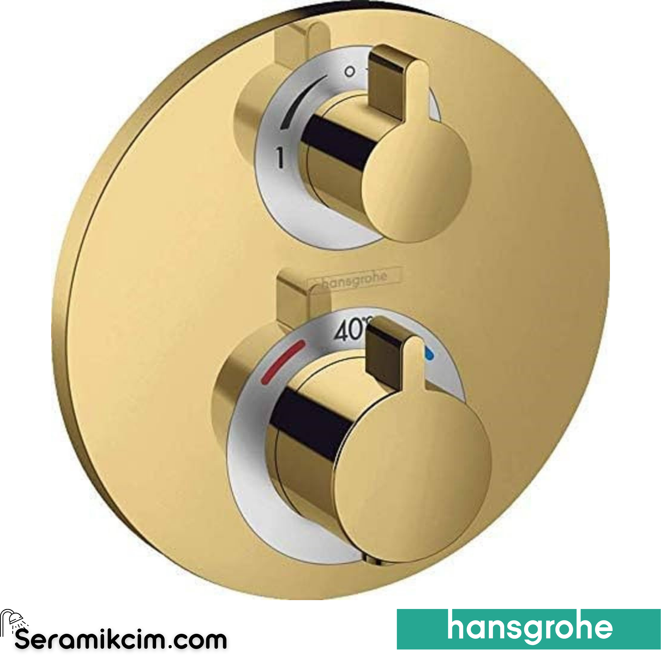 Hansgrohe Ecosmart S 2 Çıkış İçin Termostatik Banyo Bataryası Parlak Altın 15758990