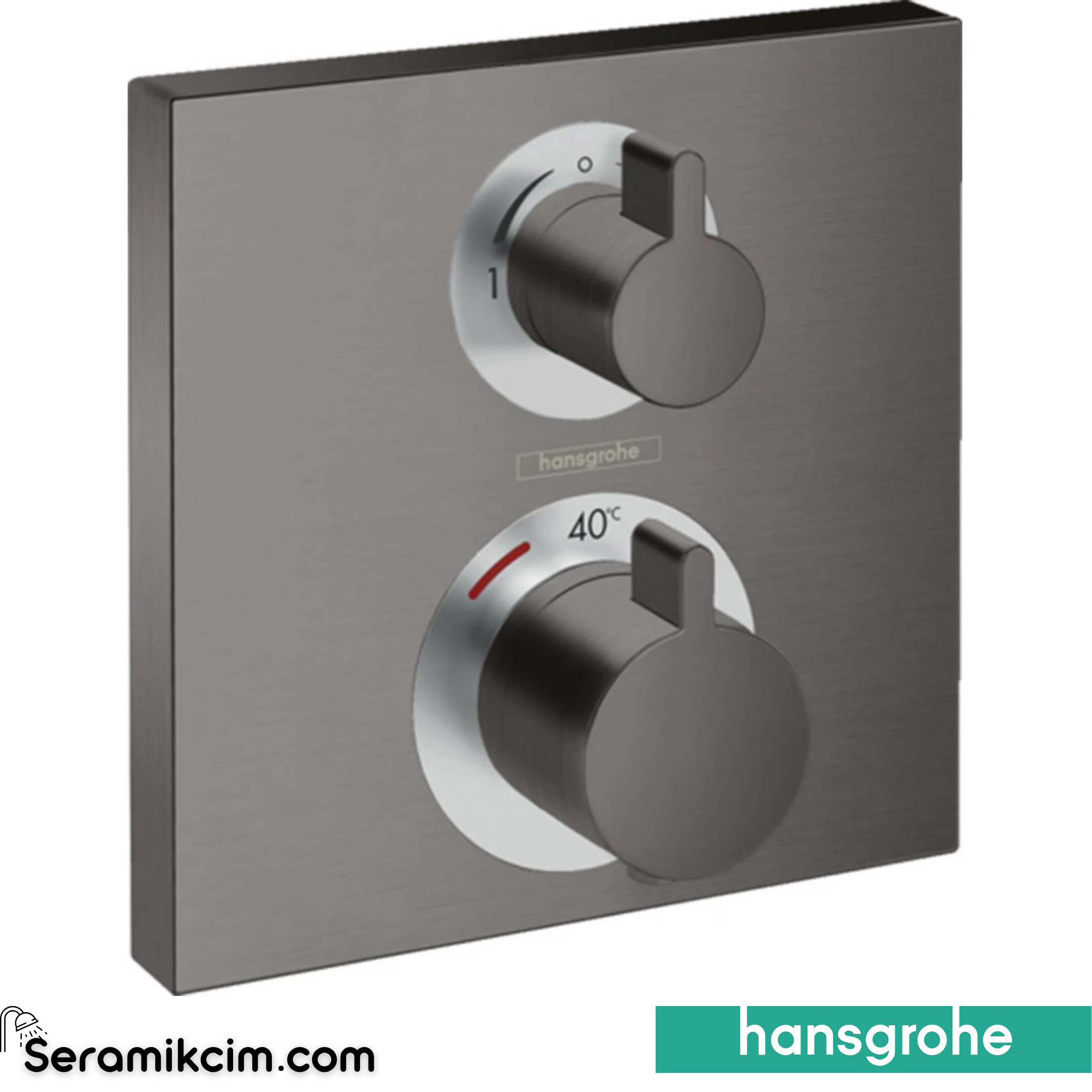 Hansgrohe Ecosmart Square Termostatik Banyo Bataryası 2 Çıkış Mat Siyah-Krom 15714340
