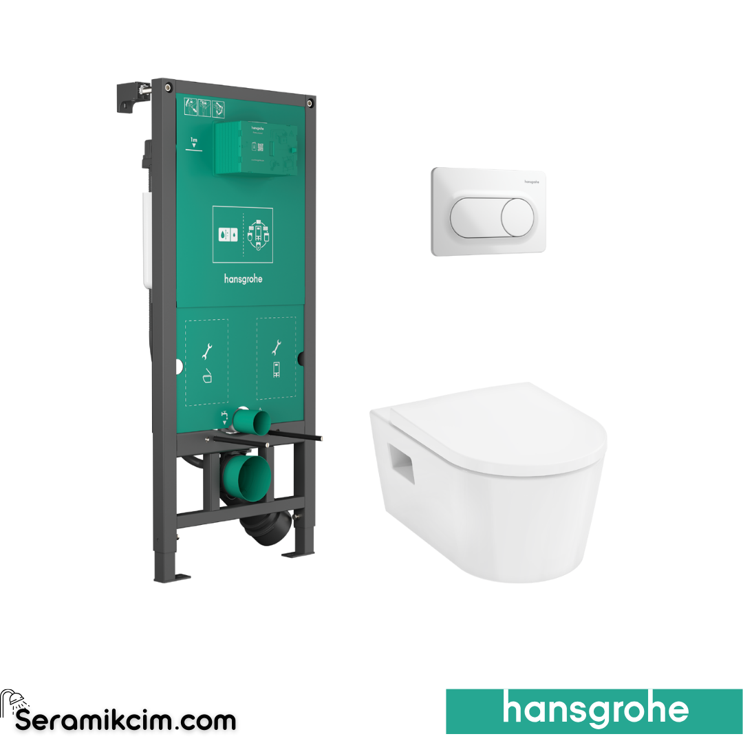 Hansgrohe Elupura Original S iframe Gömme Rezervuar + iframe Original S Kumanda Panel Beyaz + EluPura Klozet Kapağı Beyaz 60302450