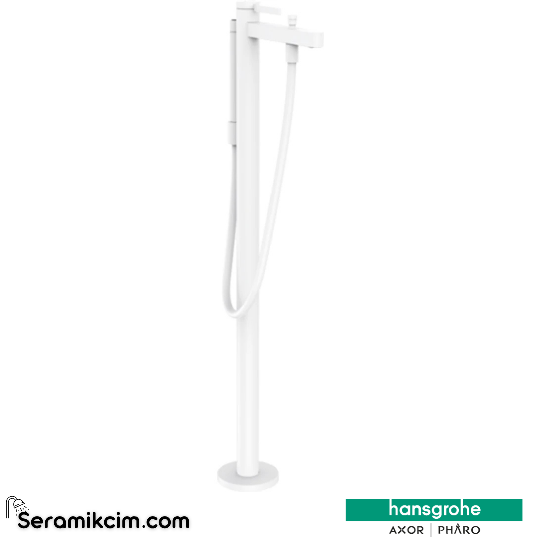 Hansgrohe Finoris Tek Kollu Banyo Bataryası Yerden Satin Beyaz 76445700 - 76445700