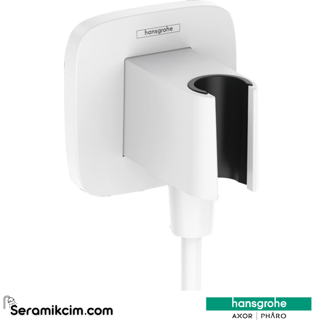Hansgrohe Fixfit Q Duş Askılı Çıkış Dirseği - Satin Beyaz 26887700 - 26887700