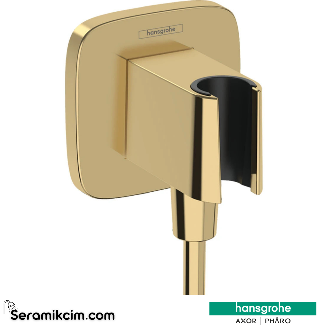 Hansgrohe Fixfit Q Duş Askılı Çıkış Dirseği - Parlak Altın 26887990 - 26887990