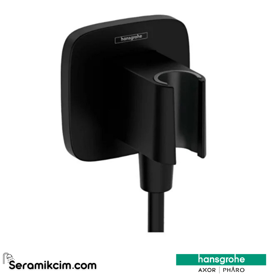 Hansgrohe Fixfit Q Duş Askılı Çıkış Dirseği - Satin Siyah 26887670 - 26887670