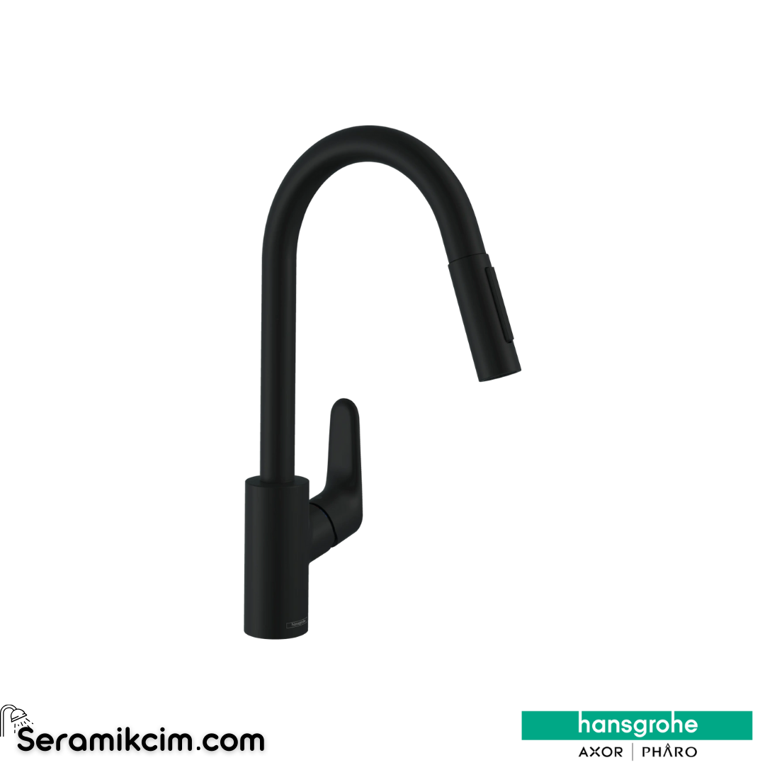 Hansgrohe Focus E2 240 Eviye Bataryası Pull-Out  Mat Siyah 31815670