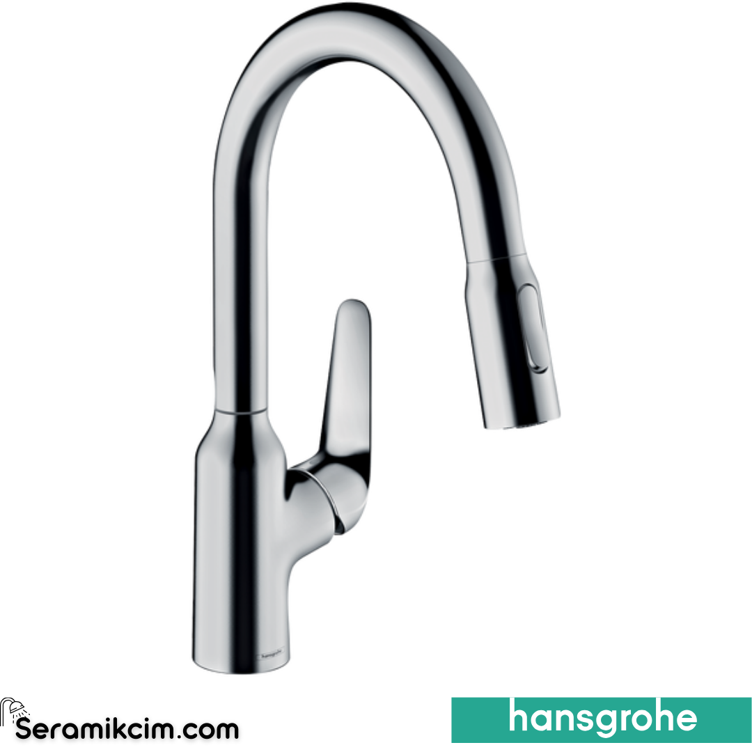 Hansgrohe Focus M42 Eviye Bataryası Spiralli 2 Akışlı Krom 71800000
