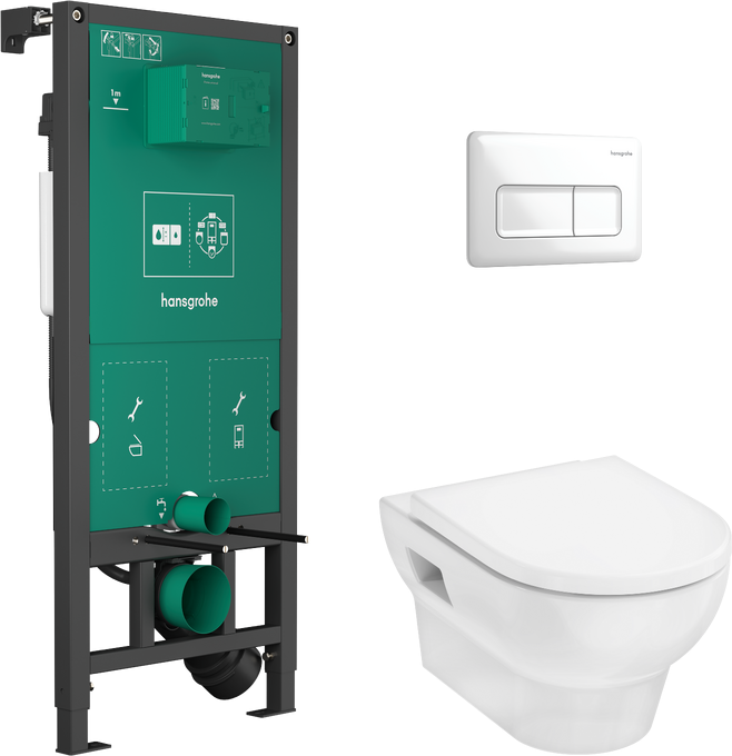 Hansgrohe GladeLake S iframe Gömme Rezervuar + iframe Original Q Kumanda Paneli Beyaz + EluPura Klozet Kapağı Beyaz 60302450