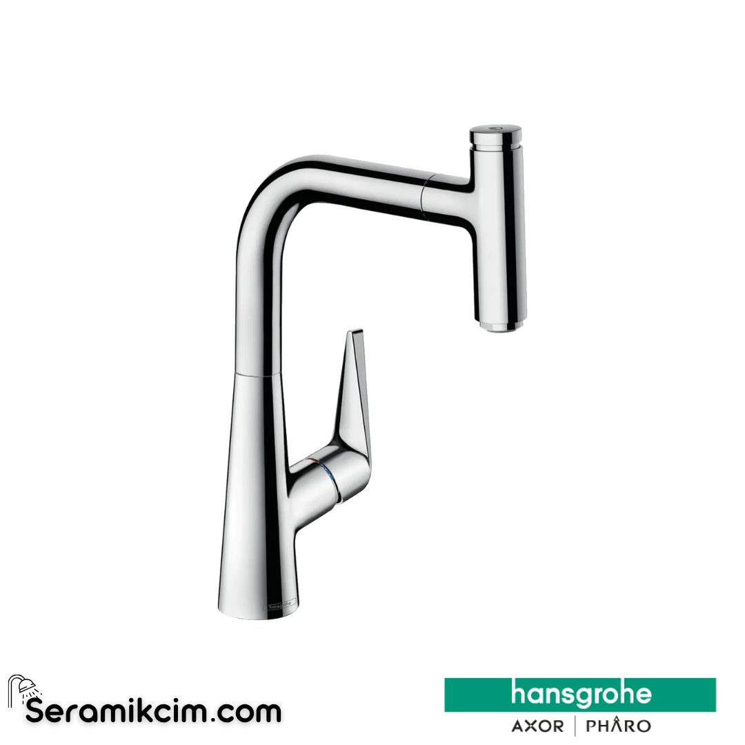 Hansgrohe M51 H220 Tek Kollu Eviye Bataryası Spiralli 1 Jet sBox Krom 73852000