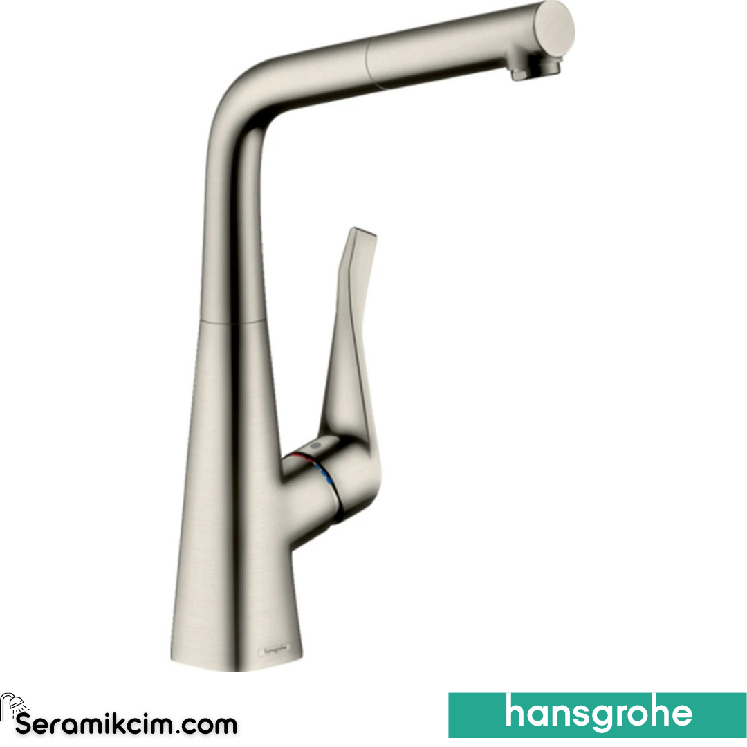 Hansgrohe Metris 320 Eviye Bataryası Spiralli Paslanmaz Çelik 14821800