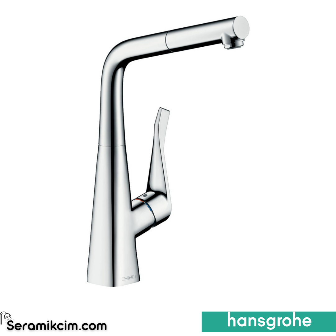 Hansgrohe Metris 320 Eviye Bataryası Spiralli Krom 14821000