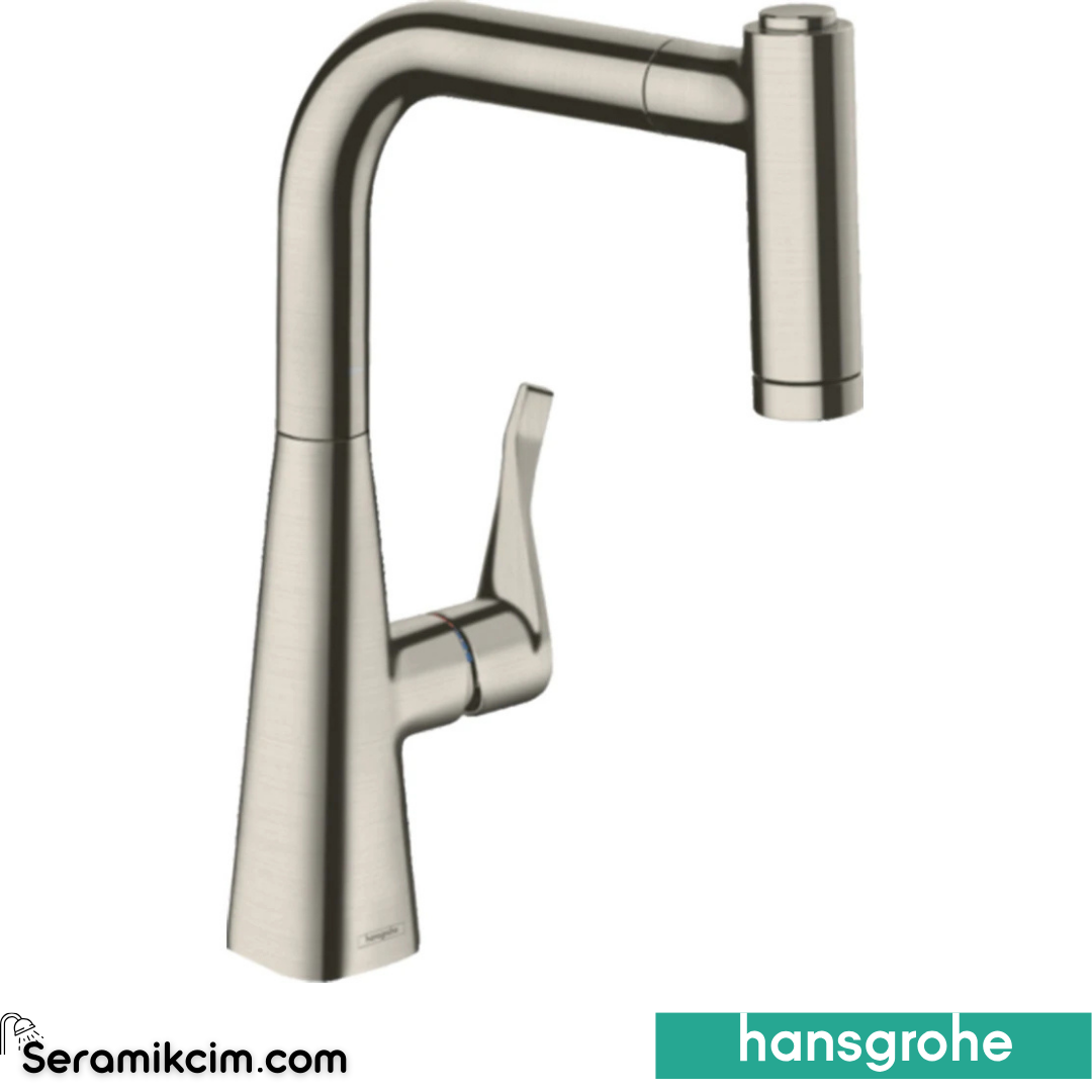 Hansgrohe Metris Eviye Bataryası 220 Spiralli Paslanmaz Çelik 14834800