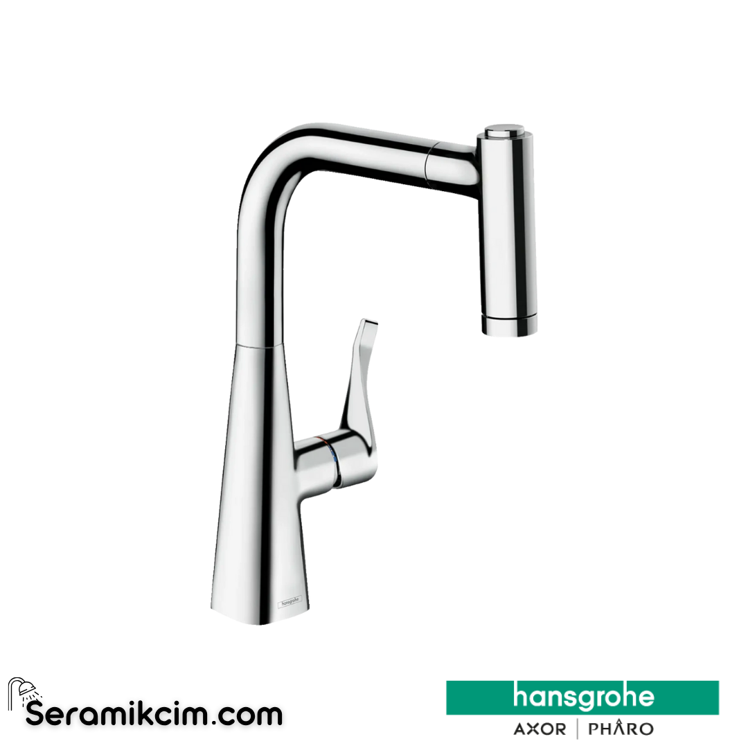Hansgrohe Metris M71 220 Tek Kollu Eviye Bataryası Eco, 2 Jet sBox Spiralli Krom 73823000