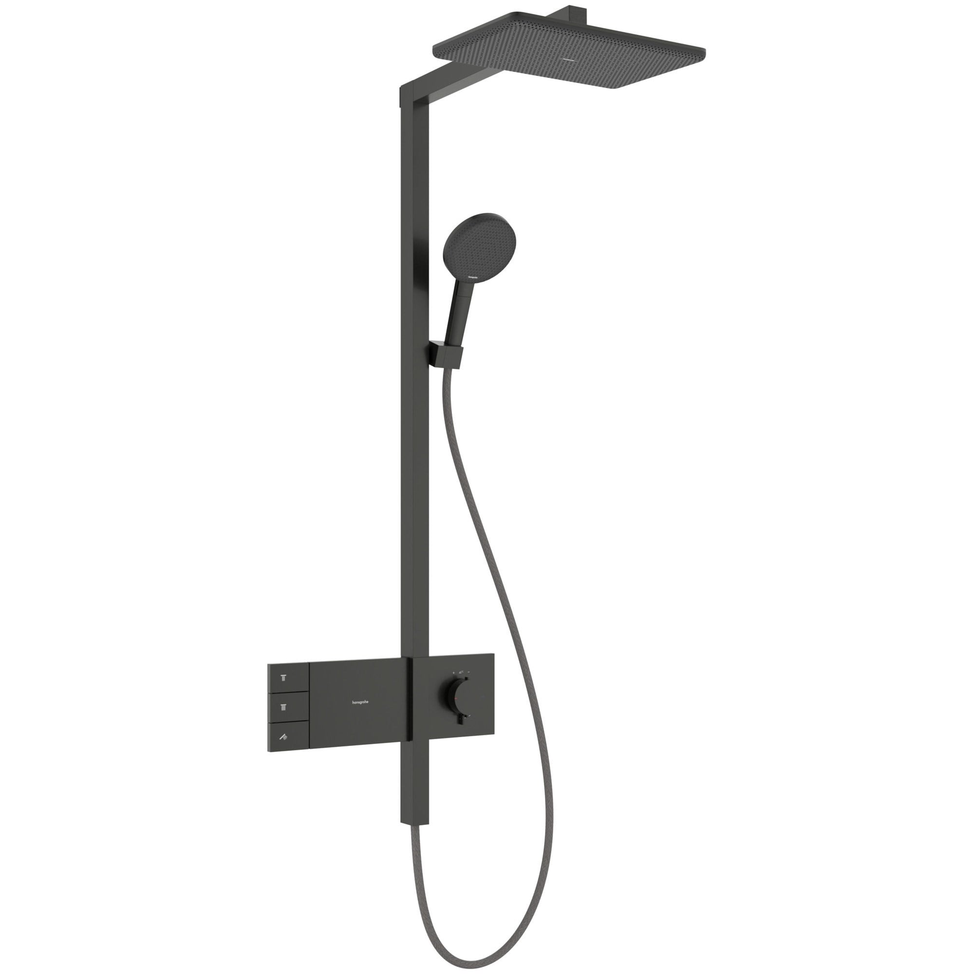 Hansgrohe Raindance Alive Q Termostatik Duş Sistemi 21,4x34,3 cm 2 Fonksiyonlu ShowerSelect Comfort Mat Siyah-Krom 24590340