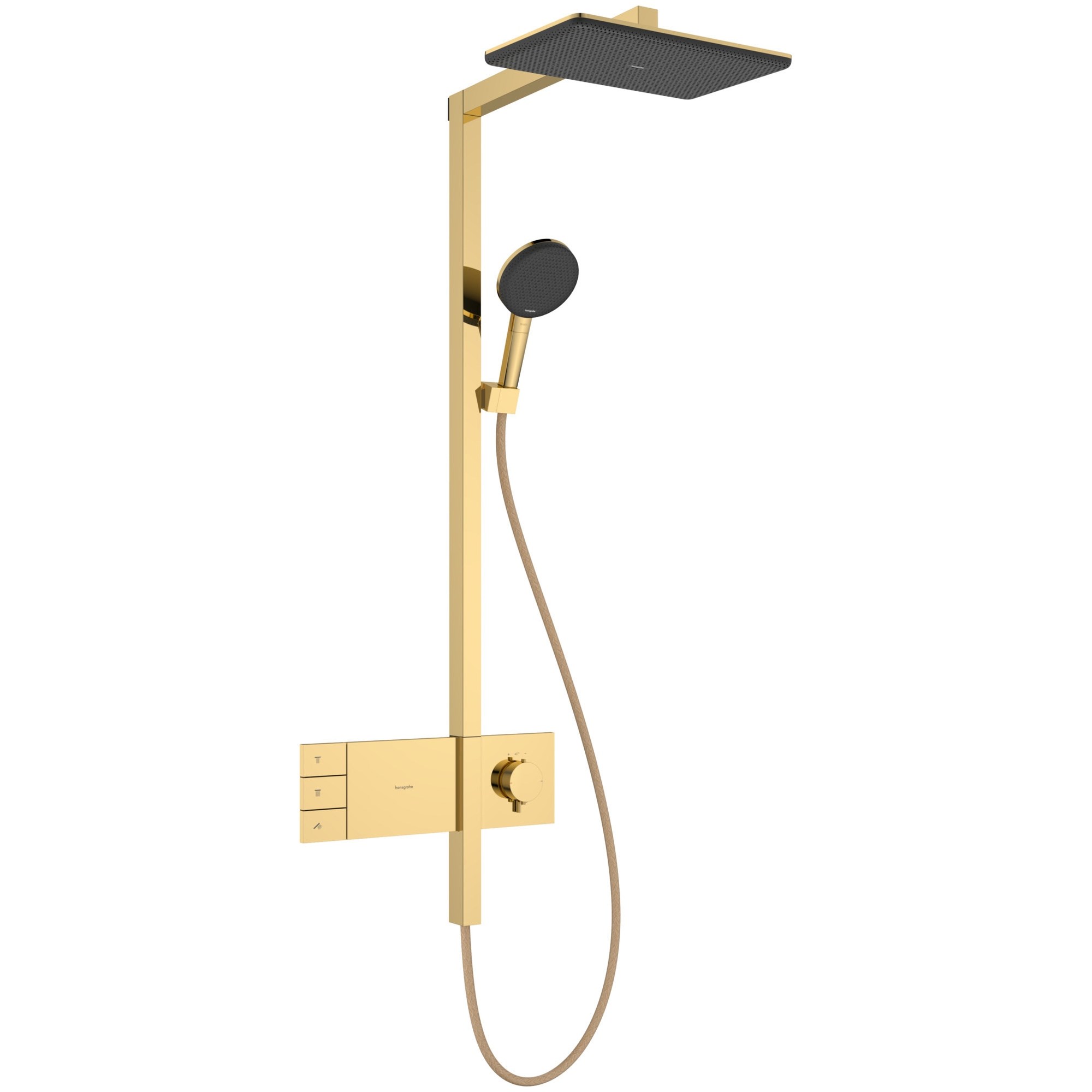 Hansgrohe Raindance Alive Q Termostatik Duş Sistemi 21,4x34,3 cm 2 Fonksiyonlu ShowerSelect Comfort Parlak Altın 24590990