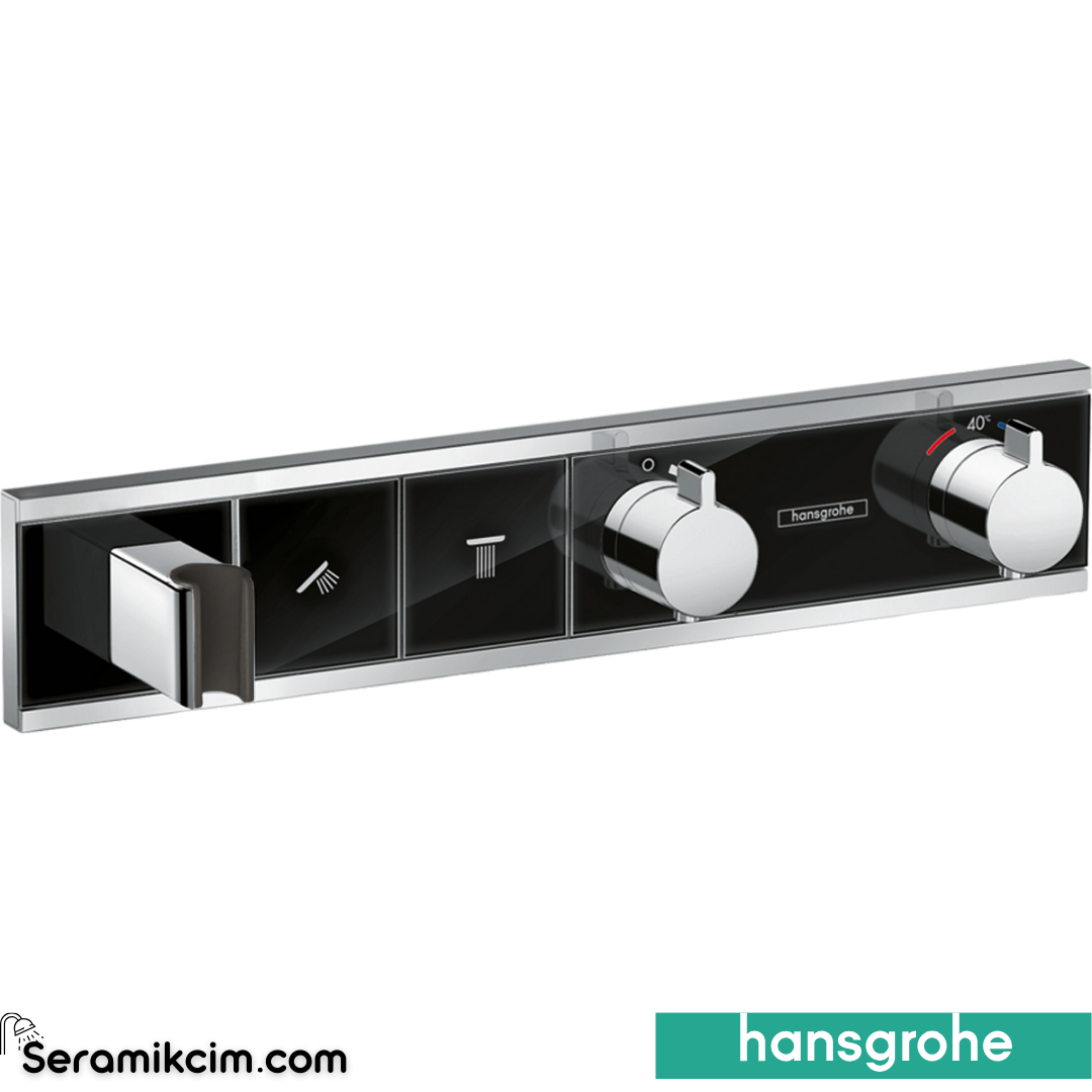 Hansgrohe Rainselect Dış Set Ankastre 2 Çıkış Siyah-Krom 15355600
