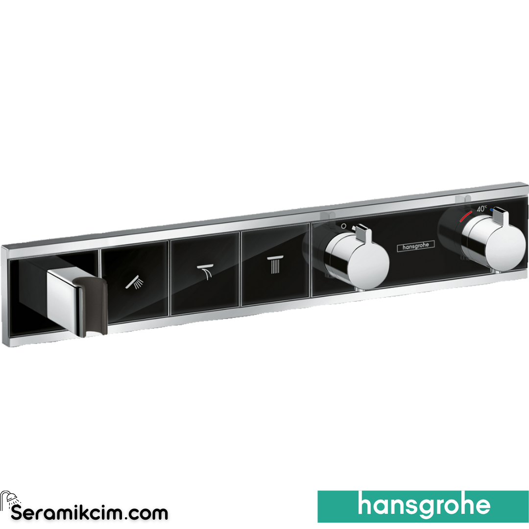 Hansgrohe Rainselect Dış Set Ankastre 3 Çıkış Siyah-Krom 15356600