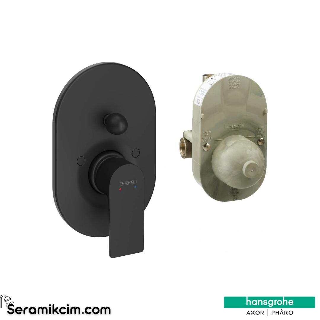 Hansgrohe Rebris E Ankastre Banyo Bataryası (İç Set Dahil) Mat Siyah 72458670