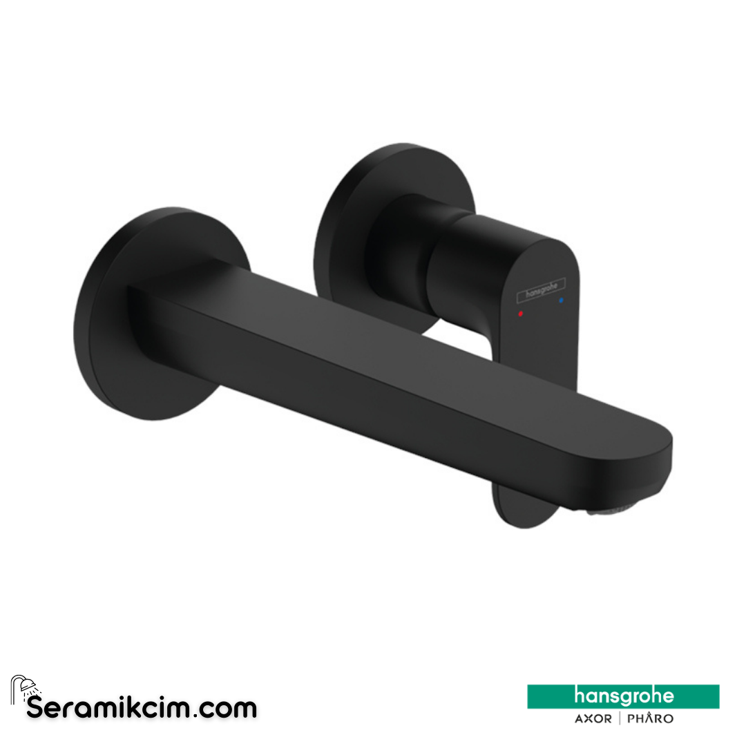Hansgrohe Rebris E Eviye Bataryası S Tek Kollu Lavabo Bataryası Ankastre Duvara Monte 20,5 Cm Gaga İle Satin Siyah 72528670 - 72528670