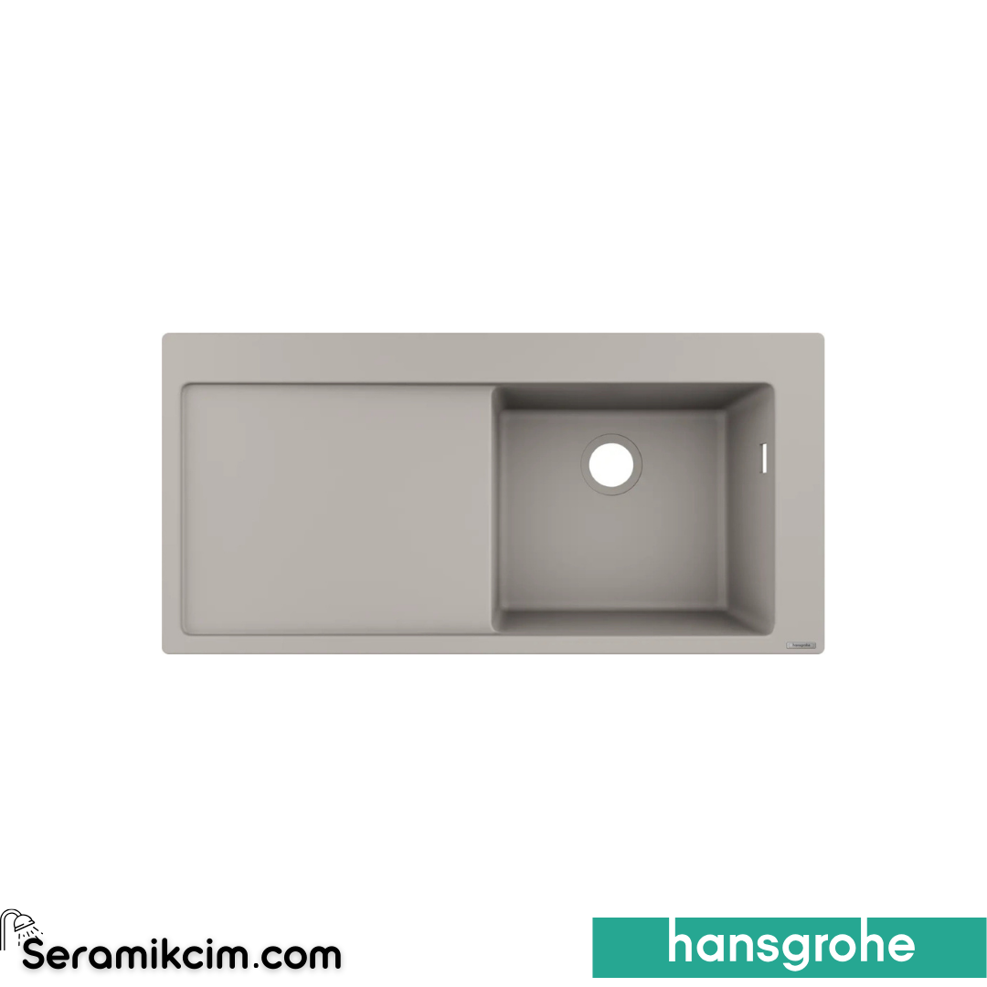 Hansgrohe S514-F450 Granit Eviye Tezgahüstü Tek Gözlü 450 Damlalıklı Beton Gri 43314380