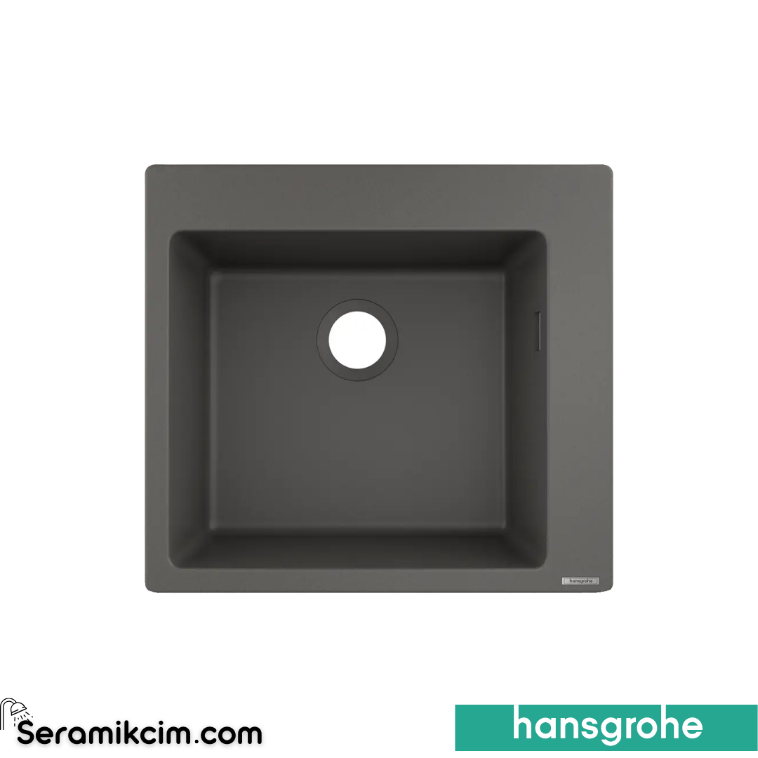 Hansgrohe S52 S520-F735 Granit Eviye 2 Gözlü Otomatik Gider Seti İle Taş Gri 43348290