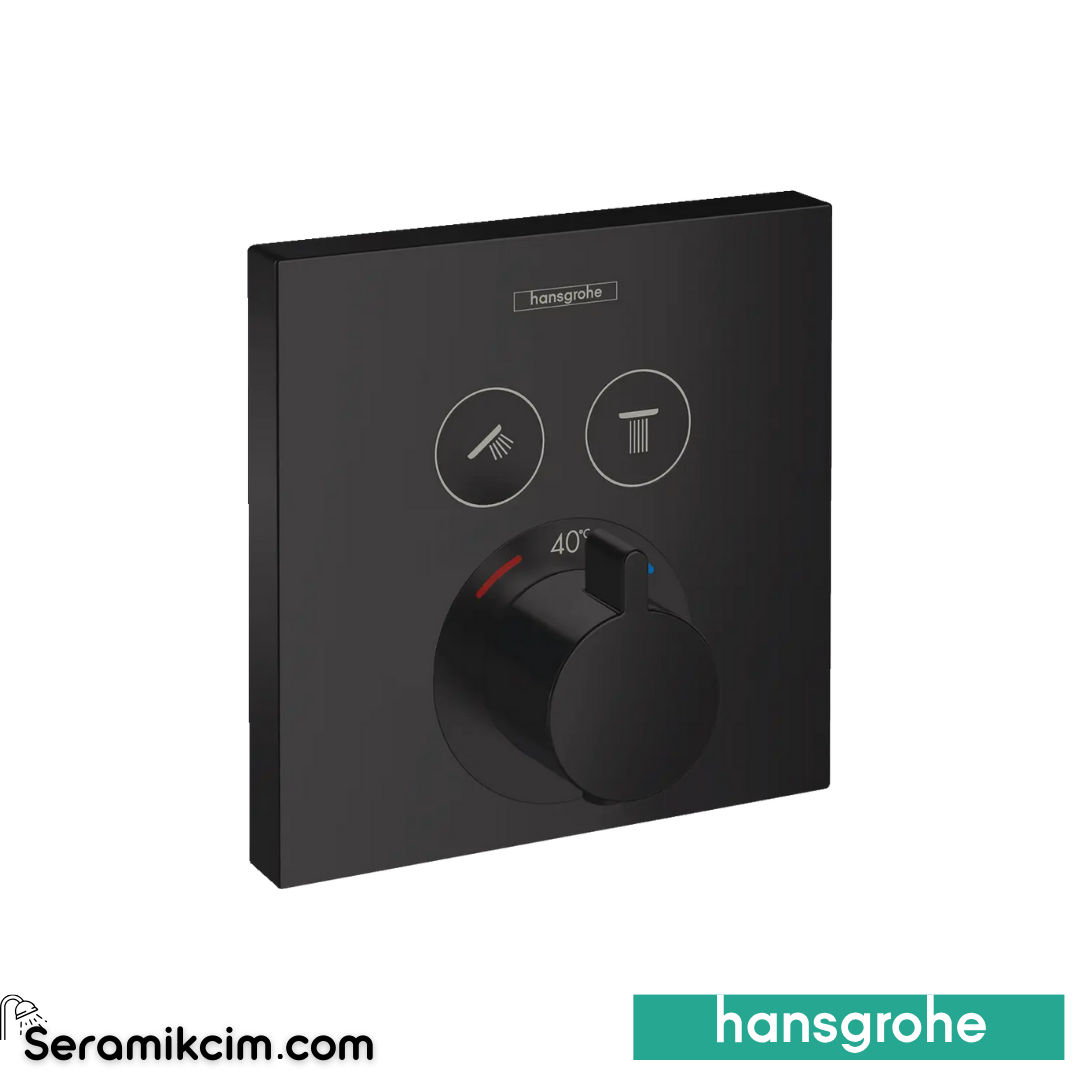 Hansgrohe Showerselect 2 Çıkış Termostatik Ankastre Banyo Bataryası Mat Siyah 15763670