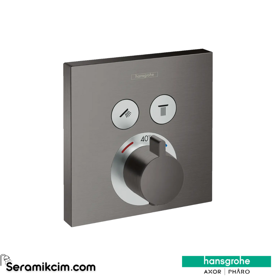 Hansgrohe Showerselect Ankastre Banyo Bataryası 2 Çıkış Termostatik Mat Siyah-Krom 15763340