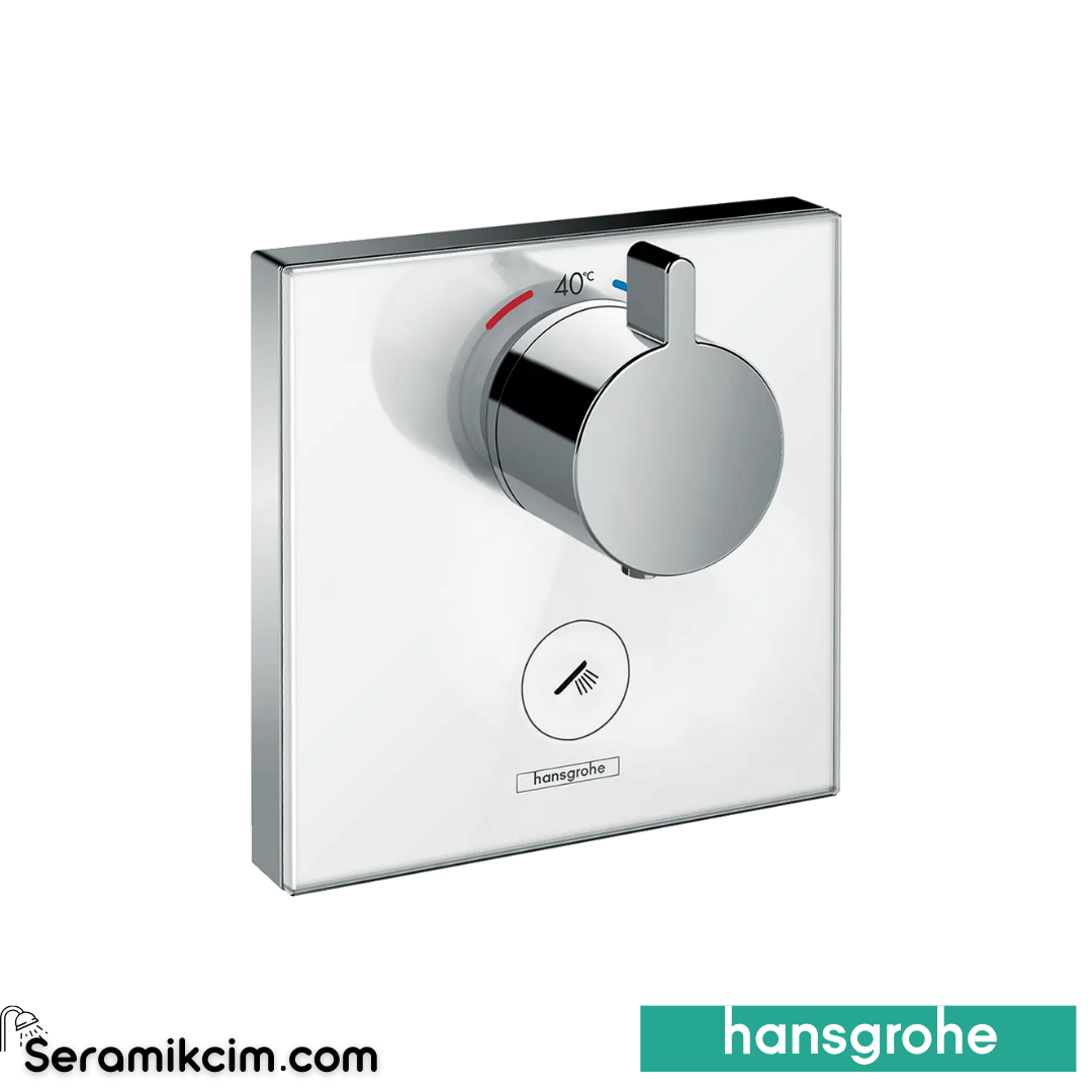 Hansgrohe Showerselect Glass Mer Termostatik Ankastre Duş Bataryası Beyaz-Krom 15735400