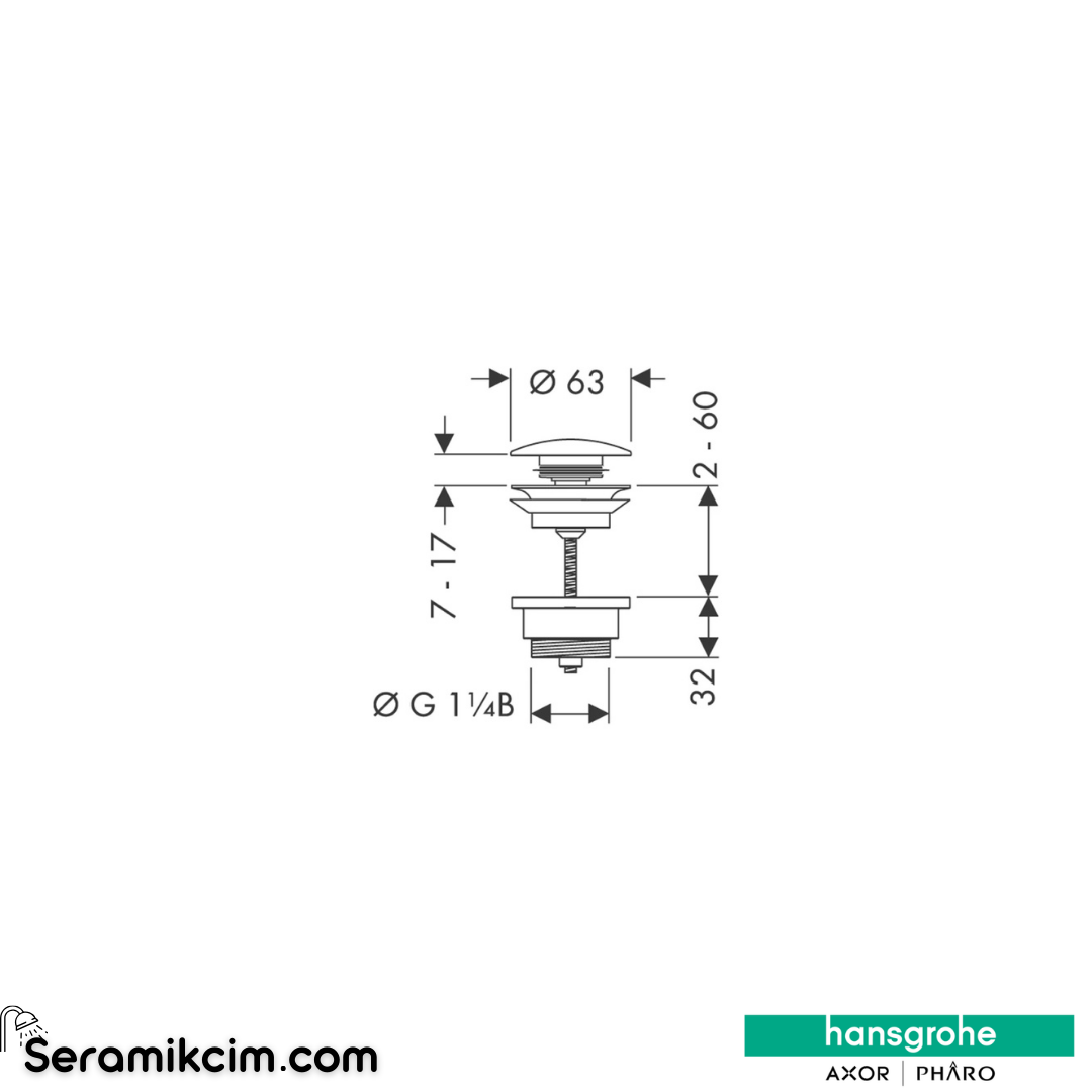 Hansgrohe Süzgeç Takımı Basmalı Lavabo Tapası Krom 50100000