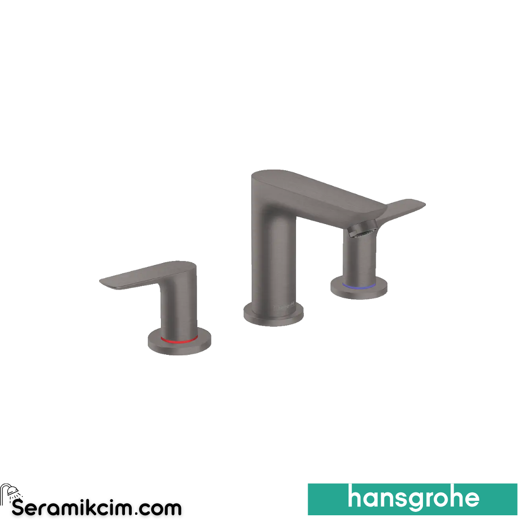 Hansgrohe Talis E 3 Delikli Lavabo Bataryası Sifon Kumandalı Mat Siyah Krom 71733340