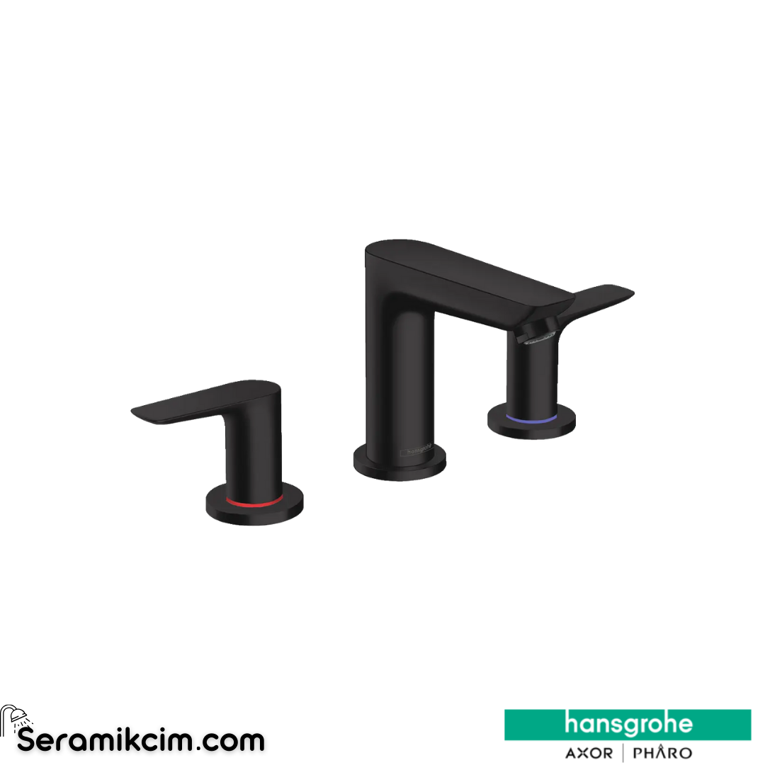 Hansgrohe Talis E 3 Delikli Lavabo Bataryası Sifon Kumandalı Mat Siyah 71733670