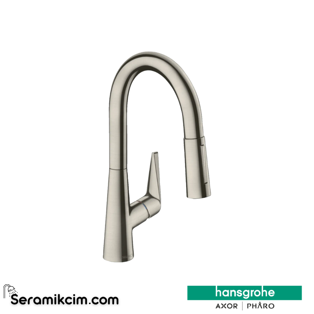 Hansgrohe Talis M51 H160 Tek Kollu Eviye Bataryası Spiralli 2 Jet sBox Paslanmaz Çelik 73850800
