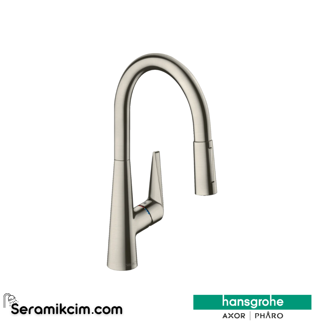 Hansgrohe Talis M51 H200 Tek Kollu Eviye Bataryası Spiralli 2 Jet sBox Paslanmaz Çelik 73851800