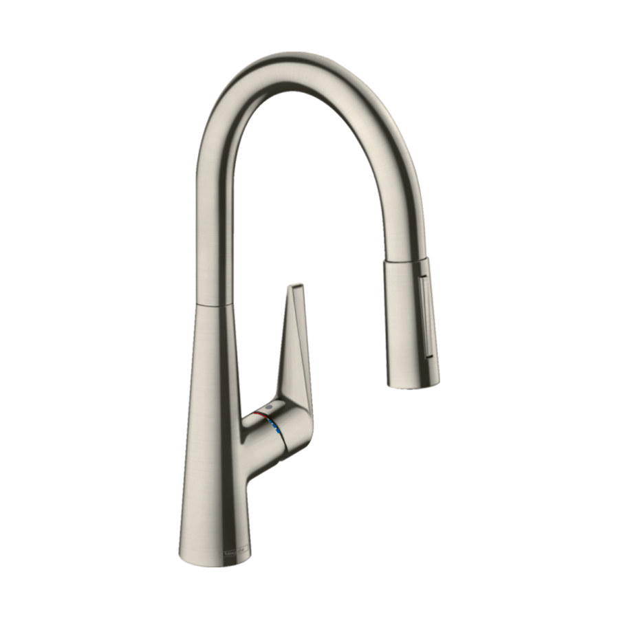 HansGrohe Talis M51 Tek Kollu Eviye Bataryası 200, Çekilebilir El Duşu, 2Jet Paslanmaz Çelik 72813800