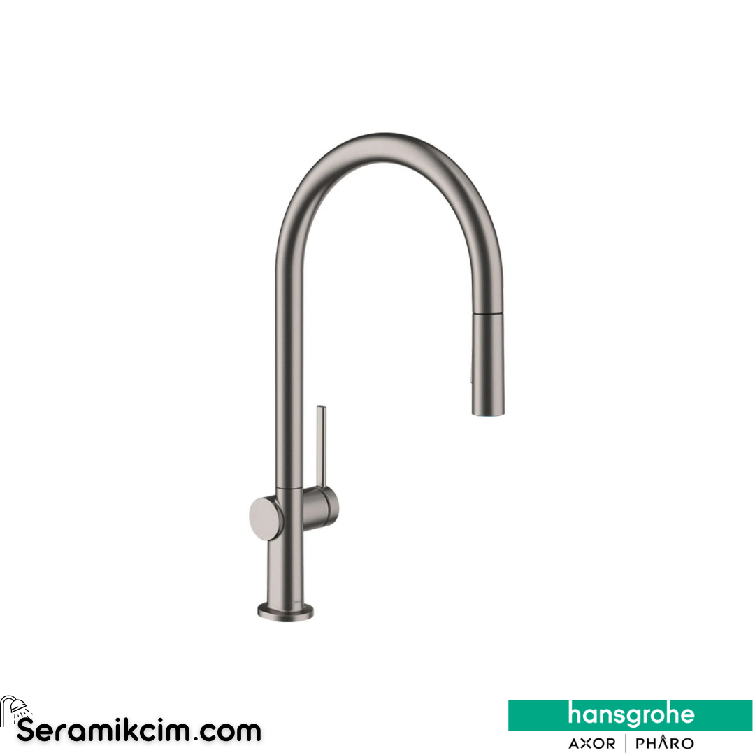 Hansgrohe Talis M54 Mat Siyah Krom Evye Bataryası 72800340